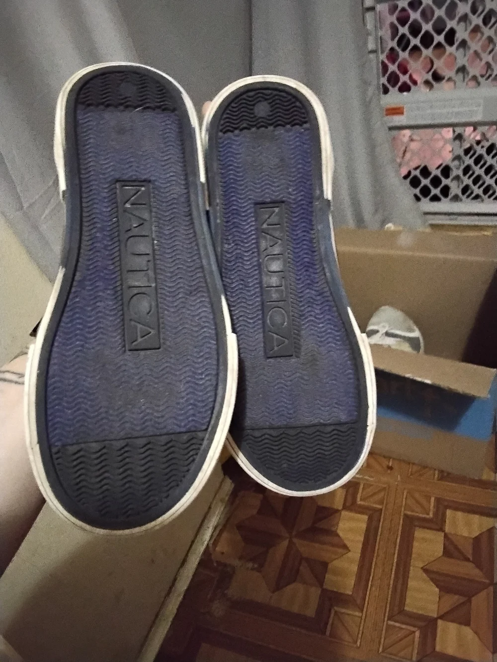 Nautica Boys Tan Brown Leather Boat Sneakers with Navy Accent
